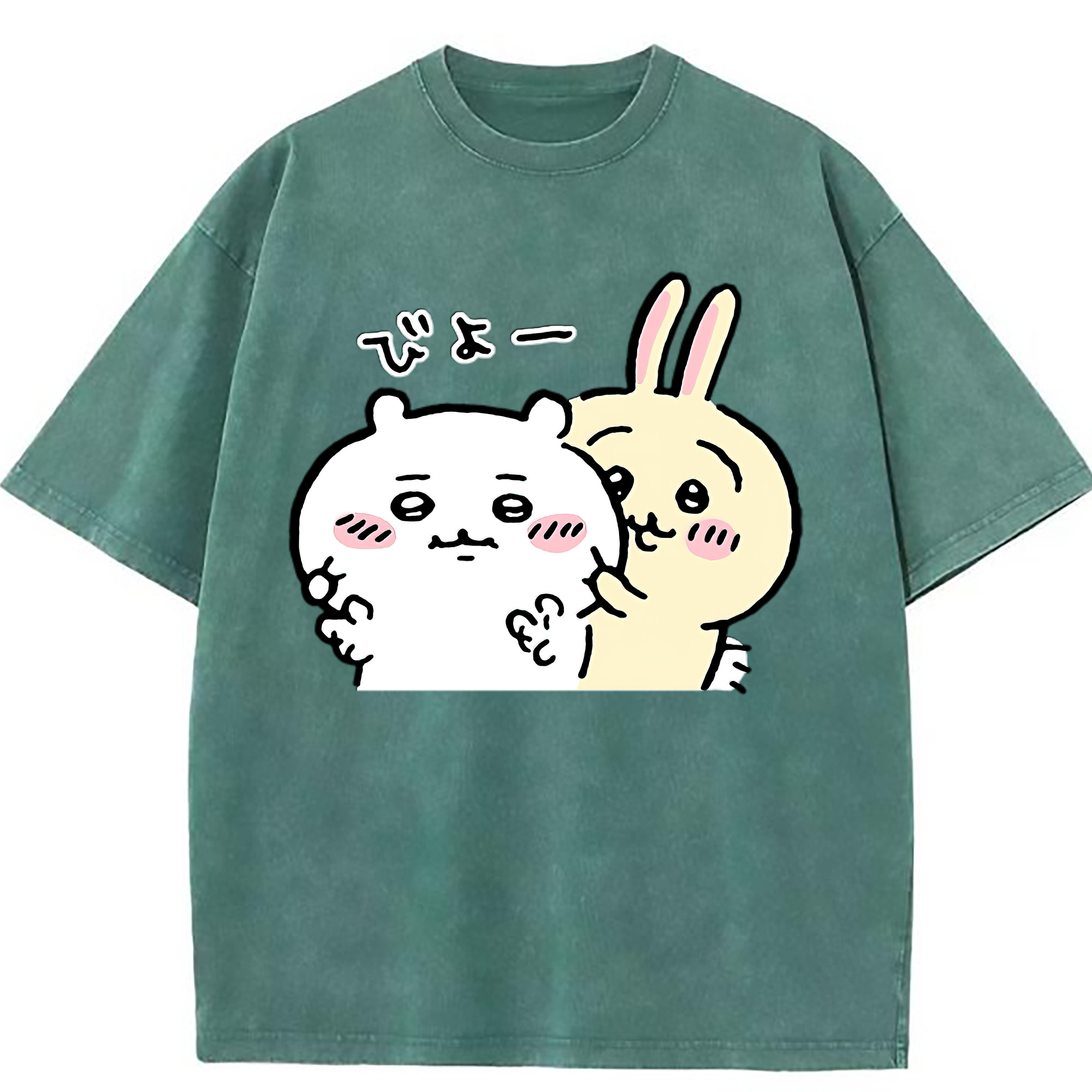 （画像用） ちいかわ うさぎ Chii-kawa usagi 綿100% ヴィンテージ風 半袖Tシャツ（フロントプリント）